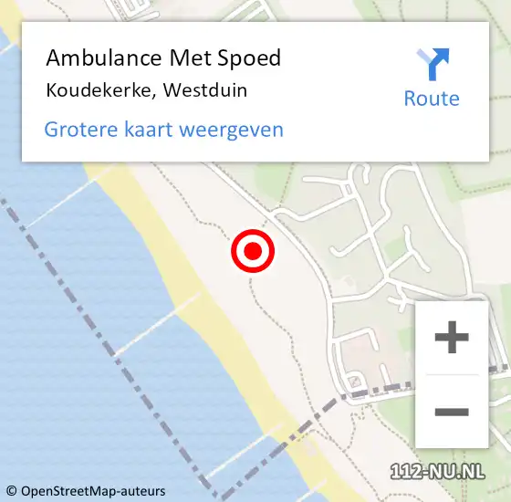 Locatie op kaart van de 112 melding: Ambulance Met Spoed Naar Koudekerke, Westduin op 27 september 2017 12:20