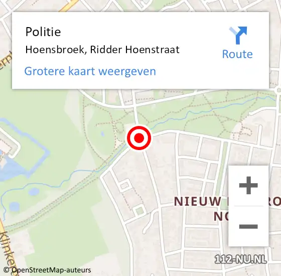 Locatie op kaart van de 112 melding: Politie Hoensbroek, Ridder Hoenstraat op 27 september 2017 12:40