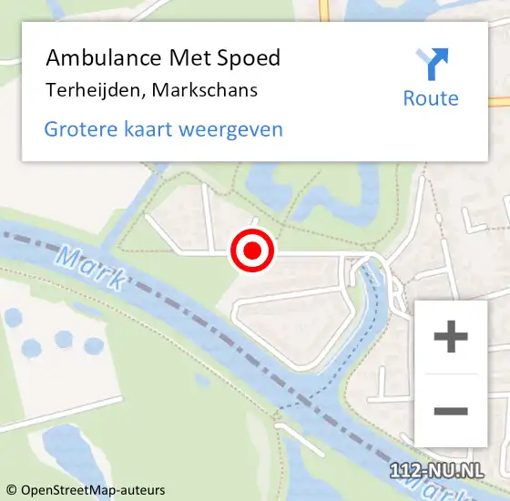 Locatie op kaart van de 112 melding: Ambulance Met Spoed Naar Terheijden, Markschans op 27 september 2017 13:34