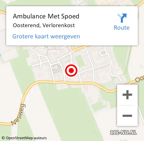 Locatie op kaart van de 112 melding: Ambulance Met Spoed Naar Oosterend, Verlorenkost op 27 september 2017 13:56