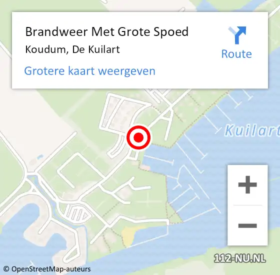 Locatie op kaart van de 112 melding: Brandweer Met Grote Spoed Naar Koudum, De Kuilart op 27 september 2017 14:24