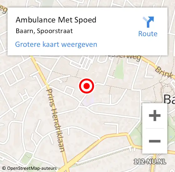 Locatie op kaart van de 112 melding: Ambulance Met Spoed Naar Baarn, Spoorstraat op 27 september 2017 14:27