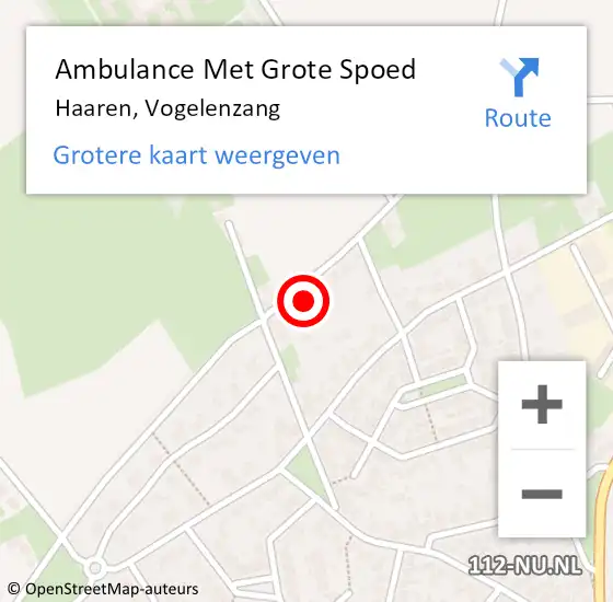 Locatie op kaart van de 112 melding: Ambulance Met Grote Spoed Naar Haaren, Vogelenzang op 27 september 2017 14:27