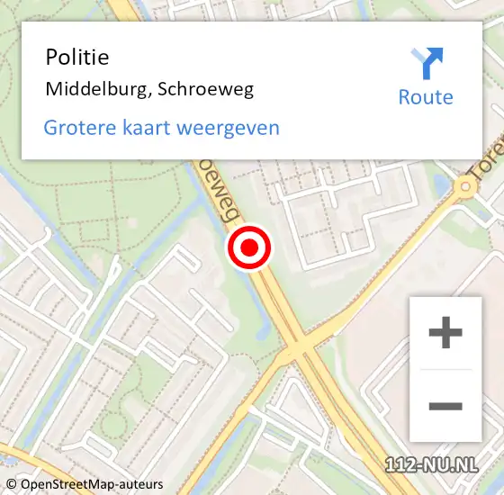 Locatie op kaart van de 112 melding: Politie Middelburg, Schroeweg op 27 september 2017 14:34