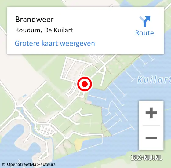 Locatie op kaart van de 112 melding: Brandweer Koudum, De Kuilart op 27 september 2017 14:36