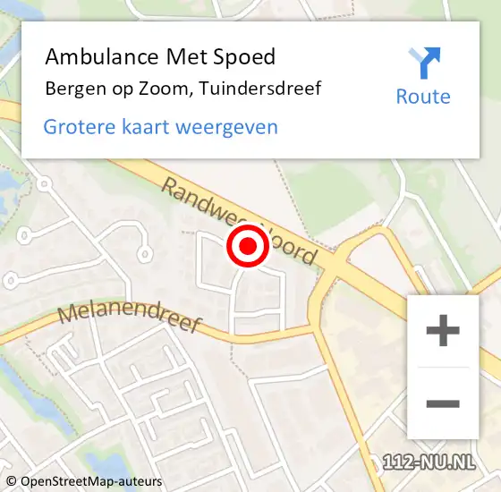 Locatie op kaart van de 112 melding: Ambulance Met Spoed Naar Bergen op Zoom, Tuindersdreef op 27 september 2017 14:44