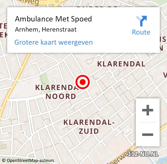 Locatie op kaart van de 112 melding: Ambulance Met Spoed Naar Arnhem, Herenstraat op 27 september 2017 15:15