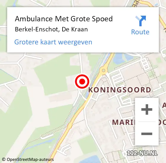 Locatie op kaart van de 112 melding: Ambulance Met Grote Spoed Naar De Kraan op 27 september 2017 15:23