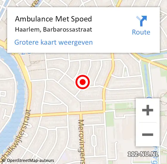 Locatie op kaart van de 112 melding: Ambulance Met Spoed Naar Haarlem, Barbarossastraat op 27 september 2017 15:50