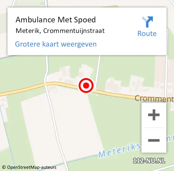 Locatie op kaart van de 112 melding: Ambulance Met Spoed Naar Meterik, Crommentuijnstraat op 2 februari 2014 15:38