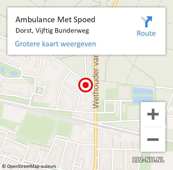 Locatie op kaart van de 112 melding: Ambulance Met Spoed Naar Dorst, Vijftig Bunderweg op 27 september 2017 17:51