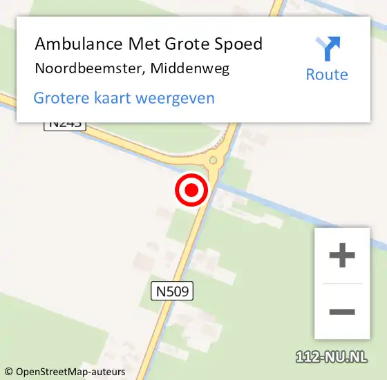 Locatie op kaart van de 112 melding: Ambulance Met Grote Spoed Naar Noordbeemster, Middenweg op 27 september 2017 19:17