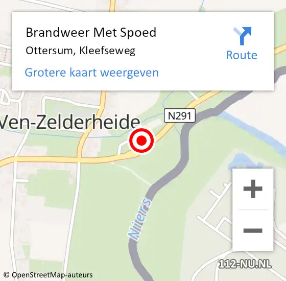 Locatie op kaart van de 112 melding: Brandweer Met Spoed Naar Ottersum, Kleefseweg op 27 september 2017 19:22