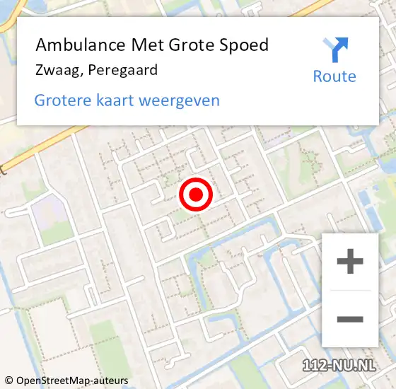 Locatie op kaart van de 112 melding: Ambulance Met Grote Spoed Naar Zwaag, Peregaard op 27 september 2017 19:39