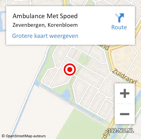 Locatie op kaart van de 112 melding: Ambulance Met Spoed Naar Zevenbergen, Korenbloem op 27 september 2017 20:03