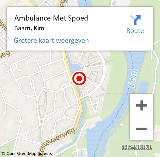 Locatie op kaart van de 112 melding: Ambulance Met Spoed Naar Baarn, Kim op 27 september 2017 20:45