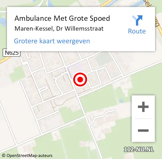 Locatie op kaart van de 112 melding: Ambulance Met Grote Spoed Naar Maren-Kessel, Dr Willemsstraat op 27 september 2017 21:15