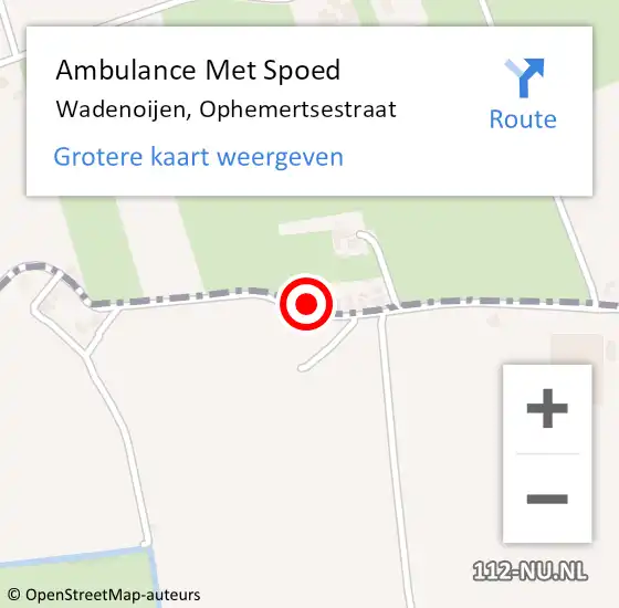 Locatie op kaart van de 112 melding: Ambulance Met Spoed Naar Wadenoijen, Ophemertsestraat op 27 september 2017 22:43