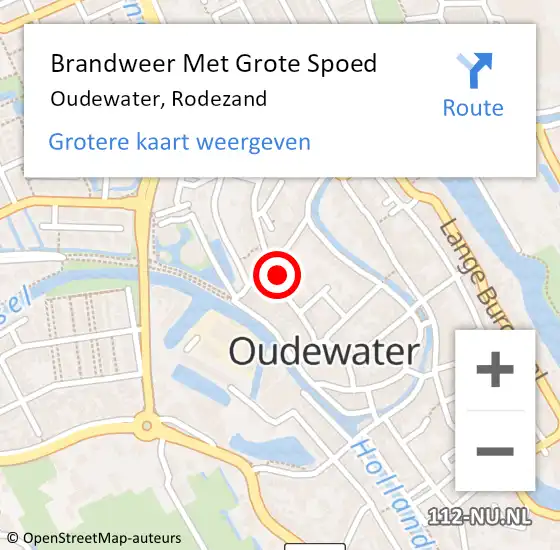 Locatie op kaart van de 112 melding: Brandweer Met Grote Spoed Naar Oudewater, Rodezand op 2 februari 2014 16:03