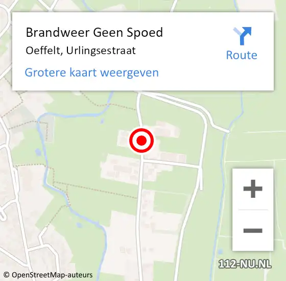 Locatie op kaart van de 112 melding: Brandweer Geen Spoed Naar Oeffelt, Urlingsestraat op 27 september 2017 22:51