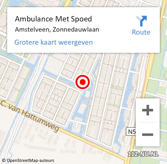 Locatie op kaart van de 112 melding: Ambulance Met Spoed Naar Amstelveen, Zonnedauwlaan op 28 september 2017 00:37