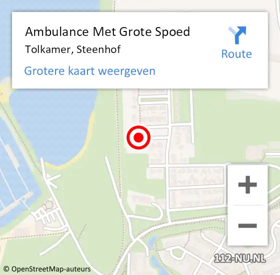 Locatie op kaart van de 112 melding: Ambulance Met Grote Spoed Naar Tolkamer, Steenhof op 28 september 2017 01:47