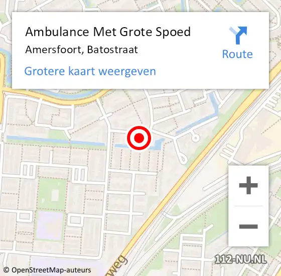 Locatie op kaart van de 112 melding: Ambulance Met Grote Spoed Naar Amersfoort, Batostraat op 28 september 2017 02:16