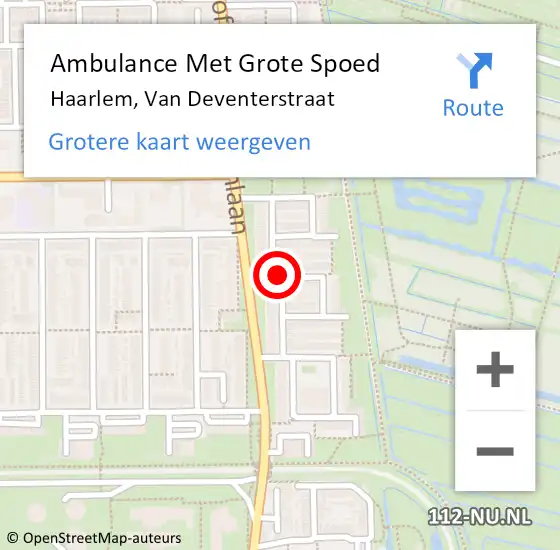 Locatie op kaart van de 112 melding: Ambulance Met Grote Spoed Naar Haarlem, Van Deventerstraat op 28 september 2017 02:31