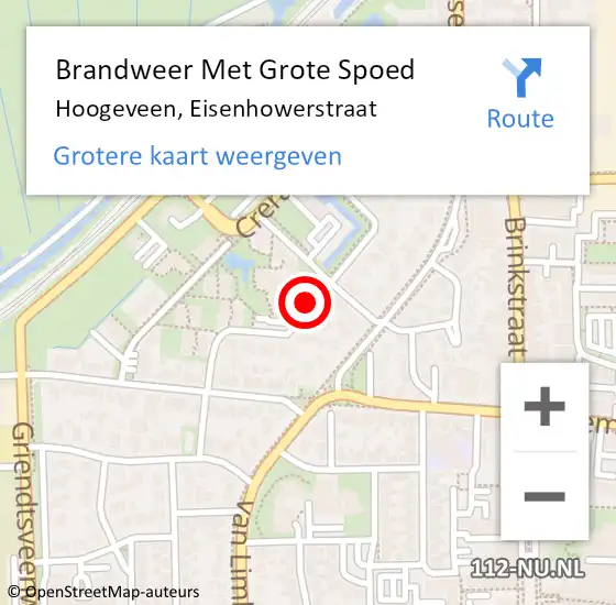 Locatie op kaart van de 112 melding: Brandweer Met Grote Spoed Naar Hoogeveen, Eisenhowerstraat op 28 september 2017 03:06