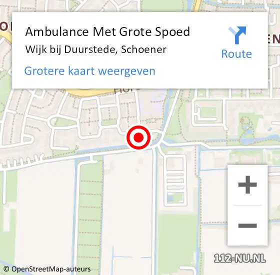 Locatie op kaart van de 112 melding: Ambulance Met Grote Spoed Naar Wijk bij Duurstede, Schoener op 28 september 2017 03:49