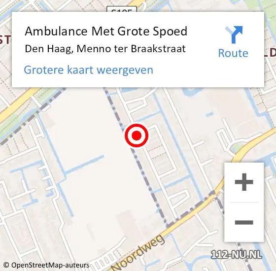 Locatie op kaart van de 112 melding: Ambulance Met Grote Spoed Naar Den Haag, Menno ter Braakstraat op 28 september 2017 07:10