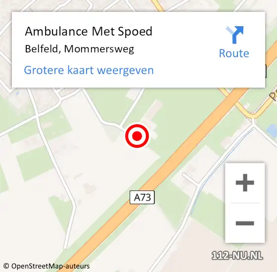 Locatie op kaart van de 112 melding: Ambulance Met Spoed Naar Belfeld, Mommersweg op 28 september 2017 07:49