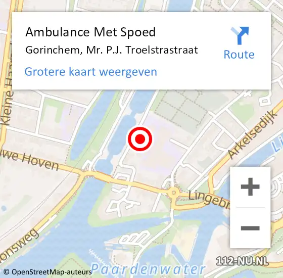 Locatie op kaart van de 112 melding: Ambulance Met Spoed Naar Gorinchem, Mr. P.J. Troelstrastraat op 28 september 2017 08:01