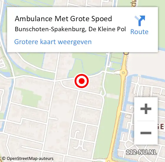 Locatie op kaart van de 112 melding: Ambulance Met Grote Spoed Naar Bunschoten-Spakenburg, De Kleine Pol op 28 september 2017 08:01