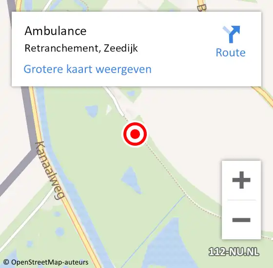 Locatie op kaart van de 112 melding: Ambulance Retranchement, Zeedijk op 28 september 2017 09:00