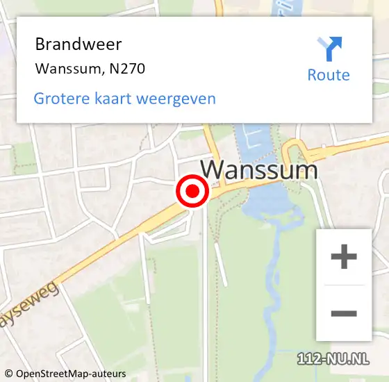 Locatie op kaart van de 112 melding: Brandweer Wanssum, N270 op 28 september 2017 10:18