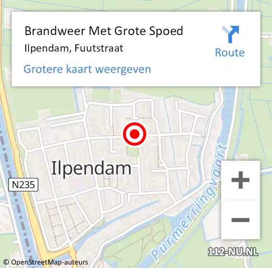 Locatie op kaart van de 112 melding: Brandweer Met Grote Spoed Naar Ilpendam, Fuutstraat op 28 september 2017 10:31