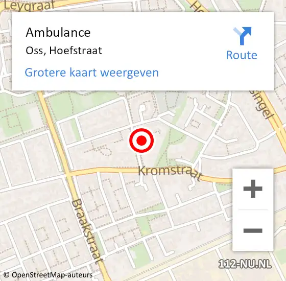 Locatie op kaart van de 112 melding: Ambulance Oss, Hoefstraat op 28 september 2017 10:37