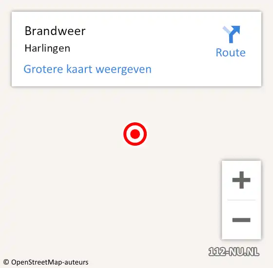 Locatie op kaart van de 112 melding: Brandweer Harlingen op 28 september 2017 10:47