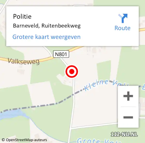 Locatie op kaart van de 112 melding: Politie Barneveld, Ruitenbeekweg op 28 september 2017 10:48