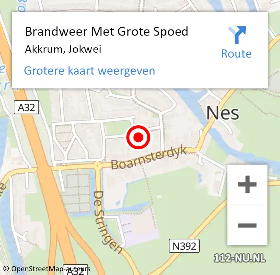 Locatie op kaart van de 112 melding: Brandweer Met Grote Spoed Naar Akkrum, Jokwei op 28 september 2017 10:54