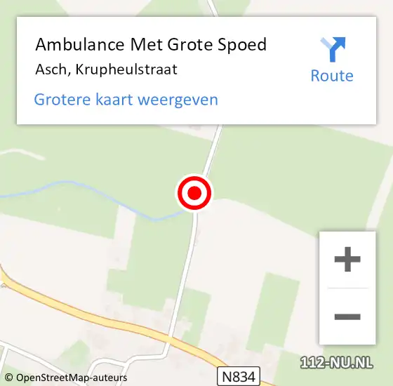 Locatie op kaart van de 112 melding: Ambulance Met Grote Spoed Naar Asch, Krupheulstraat op 28 september 2017 11:03