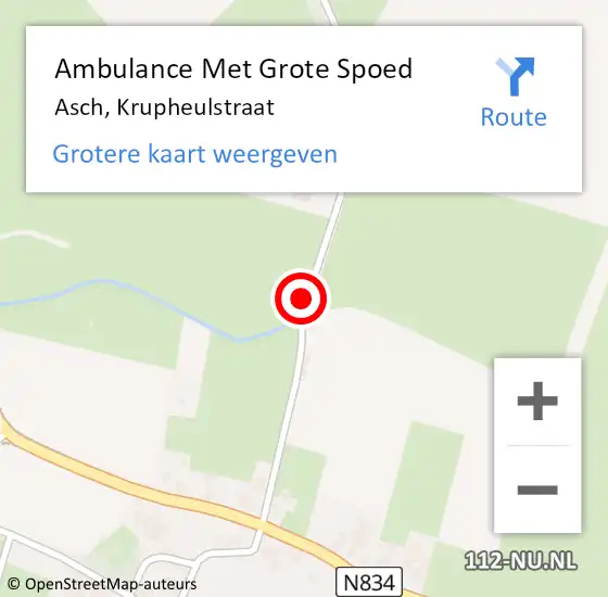 Locatie op kaart van de 112 melding: Ambulance Met Grote Spoed Naar Asch, Krupheulstraat op 28 september 2017 11:09