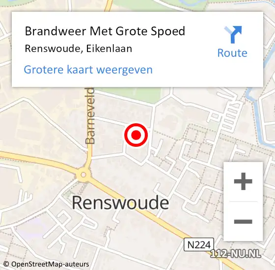 Locatie op kaart van de 112 melding: Brandweer Met Grote Spoed Naar Renswoude, Eikenlaan op 2 februari 2014 16:55