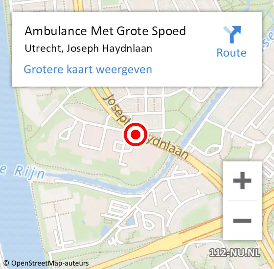 Locatie op kaart van de 112 melding: Ambulance Met Grote Spoed Naar Utrecht, Joseph Haydnlaan op 28 september 2017 11:39