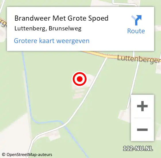 Locatie op kaart van de 112 melding: Brandweer Met Grote Spoed Naar Luttenberg, Brunselweg op 28 september 2017 11:44