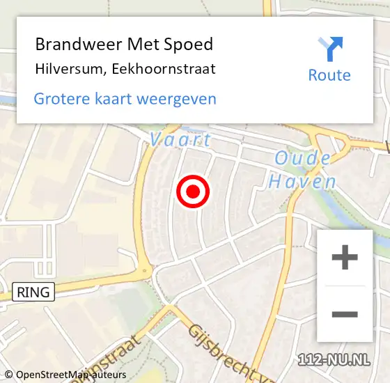 Locatie op kaart van de 112 melding: Brandweer Met Spoed Naar Hilversum, Eekhoornstraat op 28 september 2017 12:31