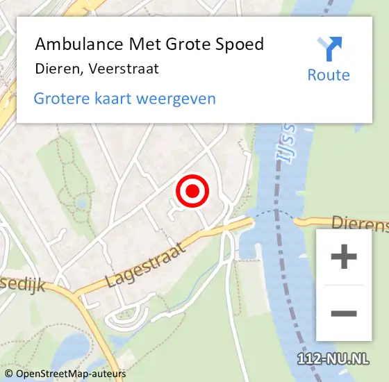 Locatie op kaart van de 112 melding: Ambulance Met Grote Spoed Naar Dieren, Veerstraat op 28 september 2017 12:57