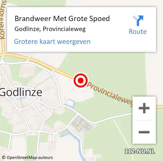 Locatie op kaart van de 112 melding: Brandweer Met Grote Spoed Naar Godlinze, Provincialeweg op 28 september 2017 13:47