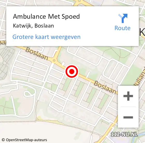 Locatie op kaart van de 112 melding: Ambulance Met Spoed Naar Katwijk, Boslaan op 28 september 2017 14:01